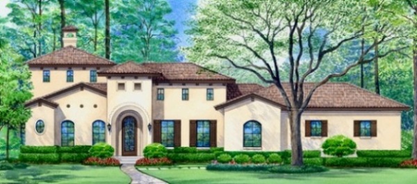 Tuscan house plan  with lavish master suite